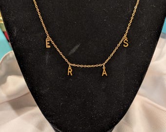 Taylor "ERAS" Monogram Letter Charm Yellow Gold Necklace, 16 - 18 Inch