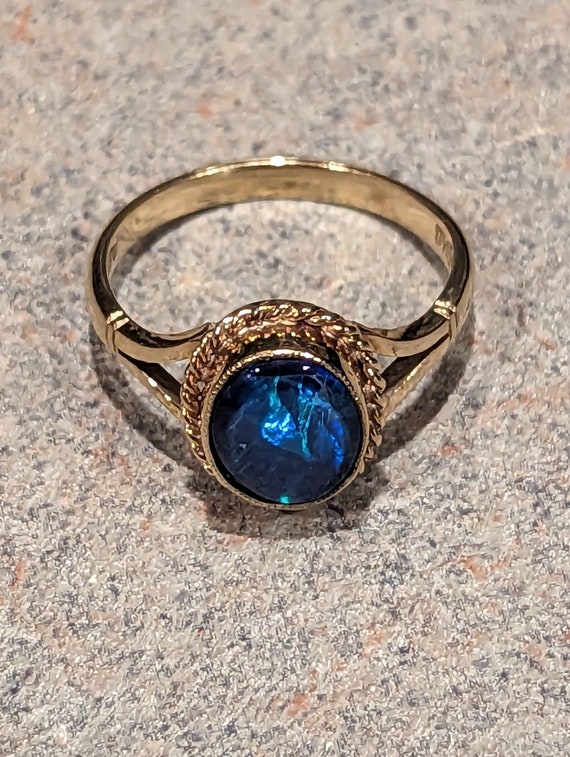 Galaxy Black Opal Doublet Bezel Set Engagement Sta