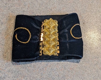 Rare 1700s Pinchbeck Hand Made Velvet & Embroidered Georgian Bracelet