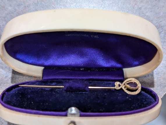 Antique Geometric Amethyst Solid Yellow Gold Stic… - image 4