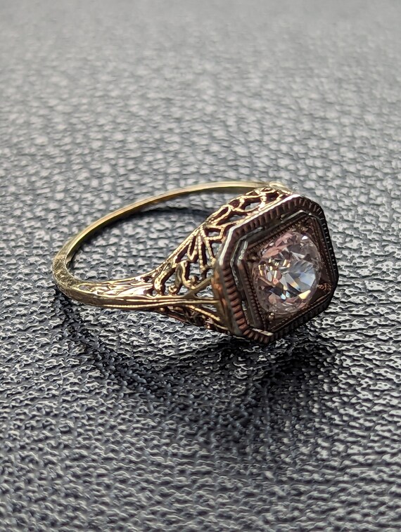 Antique Open Filigree Two Toned Engagement Annive… - image 7
