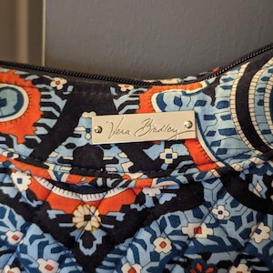 Minimalist Blue & Orange Paisley Retired Vera Bradley Shoulder Handbag Purse