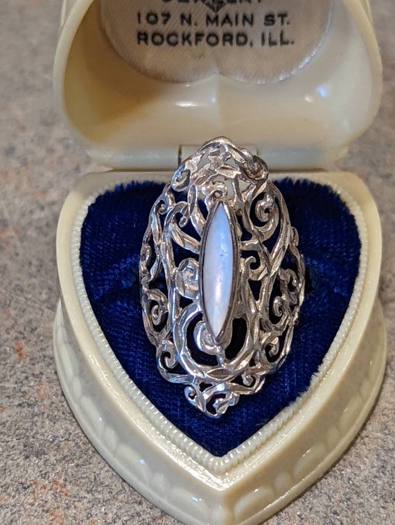 Unique 1920s Art Deco Mother of Pearl Filigree St… - image 5