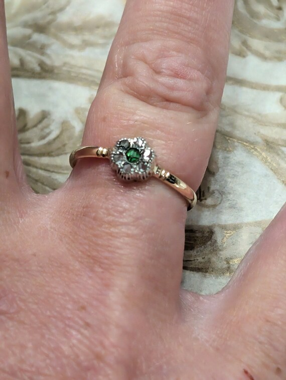 Victorian Natural Demantoid Garnet & Diamond Old … - image 3