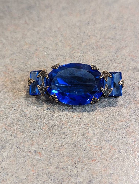 Antique Edwardian Handmade Bright Royal Blue Broo… - image 6