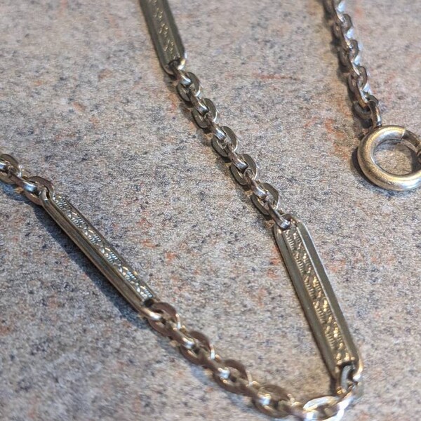 Genuine Edwardian Gold Filigree Patterned Pocket Watch Chain, A to Z Brand