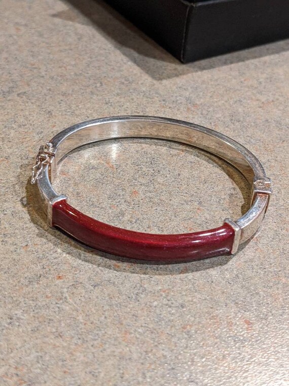 Estate Vintage Italian Milor Silver & Red Bangle B