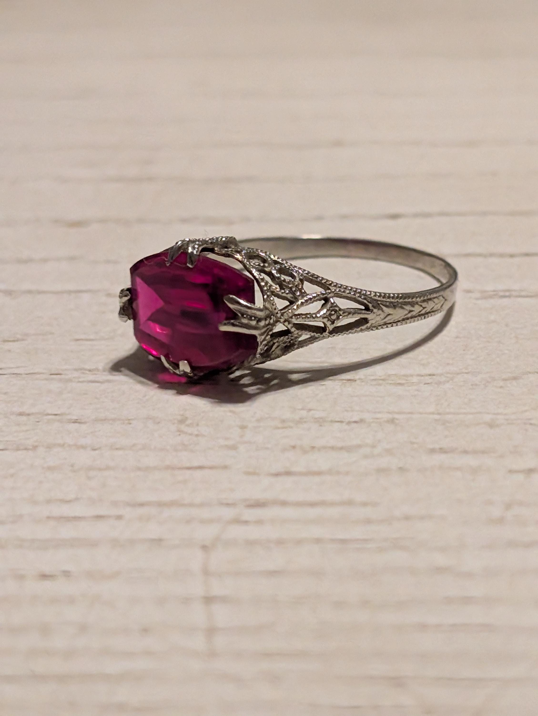 Ostby & Barton Claw Set Speciality Cut Ruby Filigree Engagement Anniversary Birthstone Statement Ring