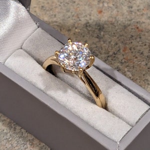 Certified 2 Carat Portuguese Cut Moissanite Engagement Ring, Elegant & Timeless