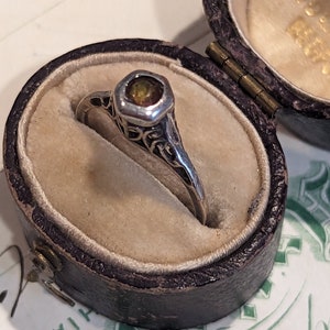 Antique Sphene Art Deco Engagement Birthstone Statement Ring