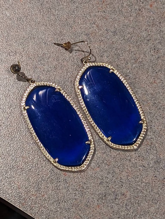 Bright Blue 1980s Drop Dangle Statement Earrings - image 1