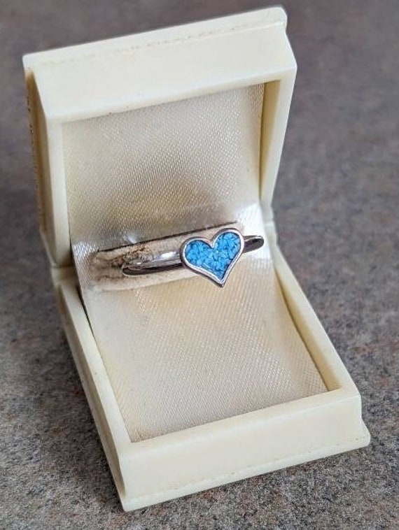 Dainty Vintage Heart Shaped Blue Turquoise Sweethe