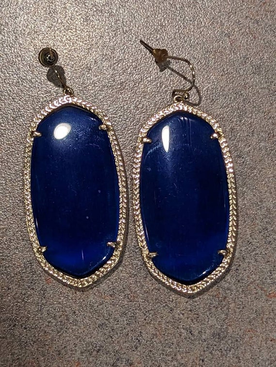 Bright Blue 1980s Drop Dangle Statement Earrings - image 2