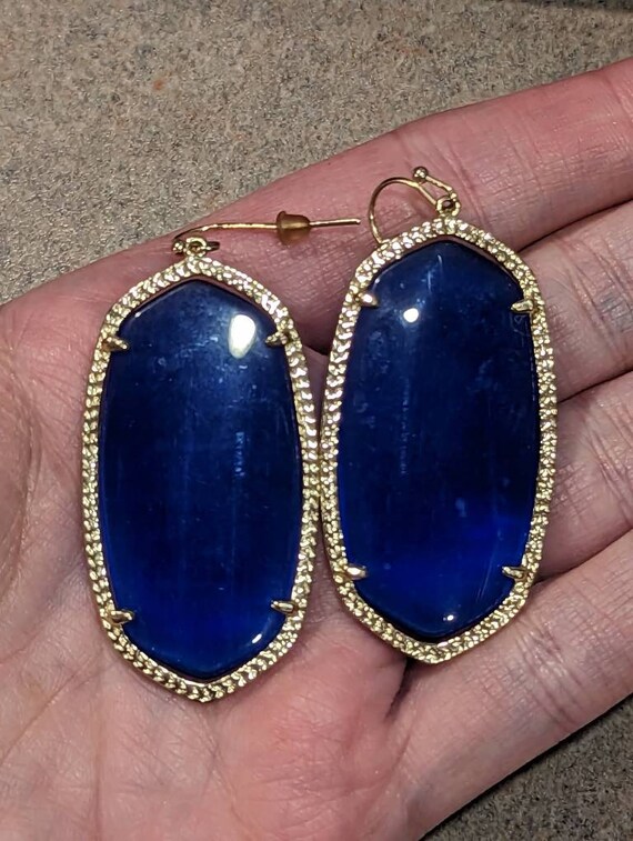 Bright Blue 1980s Drop Dangle Statement Earrings - image 5