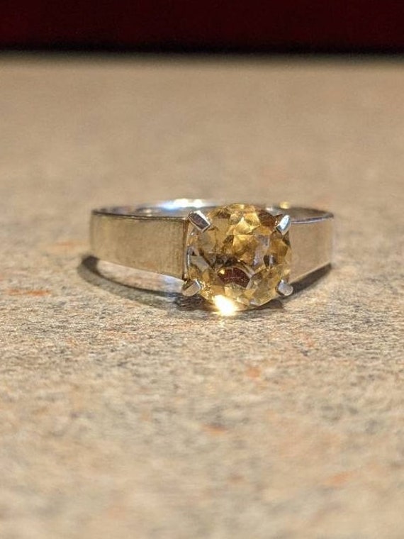 Striking Sleek Citrine Engagement Ring - image 2