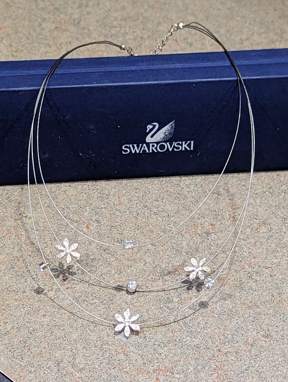 Vintage Flower & Bezel Swarovski Crystal Layered … - image 2