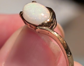 Colorful Vintage Natural Cabochon Cut Fire Opal Statement Cocktail Ring