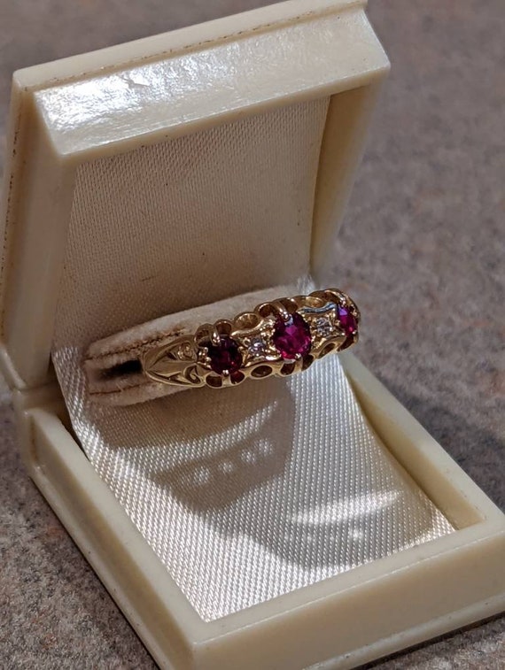 Edwardian Natural Ruby & Diamond Detailed Anniver… - image 6