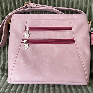 Crossbody Bag, Faux Leather Crossbody Bag, Vinyl Shoulder Bag, Mauve Crossbody Bag, Pink Shoulder Bag, Vegan Crossbody Bag, Vegan Purse