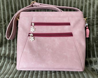 Crossbody Bag, Faux Leather Crossbody Bag, Vinyl Shoulder Bag, Mauve Crossbody Bag, Pink Shoulder Bag, Vegan Crossbody Bag, Vegan Purse