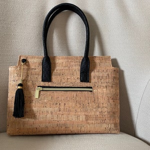 Damen Kork Handtasche mit Quaste, Damen Kork Geldbörse mit Quaste, Vegan Kork Geldbörse mit Quaste, Kork Handtasche mit Quaste
