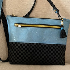Ice Blue Kork Crossbody Tasche, Vegane Ice Blue Kork Crossbody Tasche, Blaue Kork Schultertasche, Blaue Kork Tasche, Vegane Kork Schultertasche