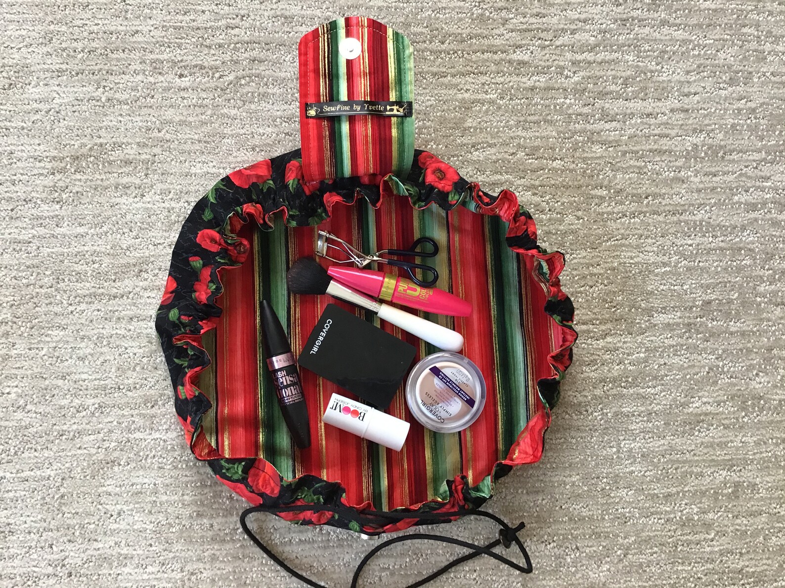 Open Flat Drawstring Makeup Bag Circular Makeup Bag Etsy