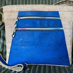 Cork Crossbody Bag, Blue Cork Crossbody Bag, Cork Shoulder Bag, Cobalt Blue Cork Bag, Vegan Cork Shoulder Bag, Fully Lined Crossbody Bag