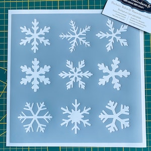 Reusable PVC Adhesive Stencil 20 x 20 cm Christmas Snowflakes, Snow