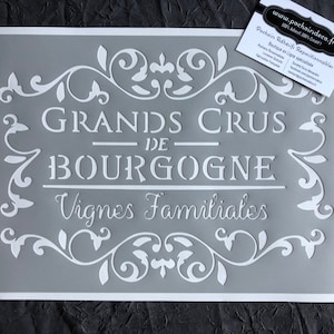 Reusable PVC Adhesive Stencil 30 x 20 cm Vintage Poster Great Burgundy Wine