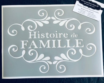 Pochoir Adhésif PVC Réutilisable 30 x 20 cm Affiche Histoire de Famille Vintage