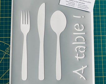 Stencil Adhesive PVC Reusable 20 x 20 cm Kitchen Cutlery Table