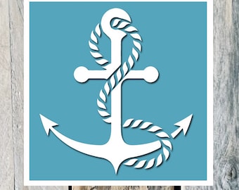 Reusable PVC Adhesive Stencil 25 x 20 cm Marine anchor and sea rope