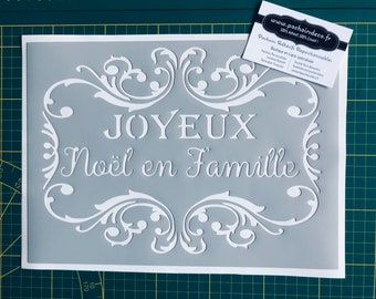 Stencil Adhesive PVC Reusable 30 x 20 cm Medallion Merry Christmas Family