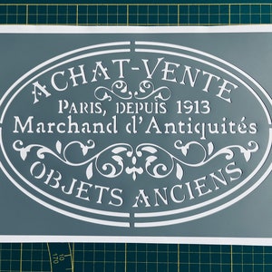 Reusable PVC Adhesive Stencil 30 x 20 cm Old Poster Buy Sell Old Objects
