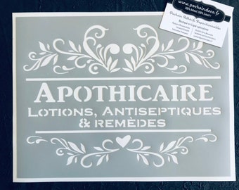 Stencil PVC Adhesive Reusable 28 x 20 cm Poster Vintage Apothecary