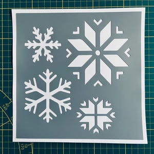 Reusable PVC Adhesive Stencil 20 x 20 cm Christmas Snowflakes Set