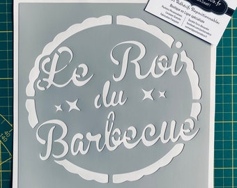 Stencil Adhesive PVC Reusable 20 x 20 cm Medallion The King of BBQ / Stylized Barbecue