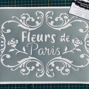Plantilla Adhesiva PVC Reutilizable 30 x 20 cm Póster París Flores y Rosas