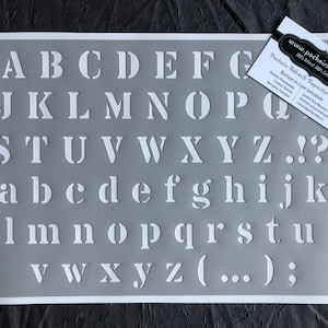 Reusable PVC Adhesive Stencil 30 x 20 cm Alphabet & Numbers Industrial type