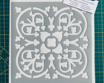 Stencil Adhesive PVC Reusable 20 x 20 cm Earthenware antique rounded cement tile