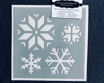 Stencil PVC Adhesive Reusable 20 x 20 cm Set Snowflakes Christmas