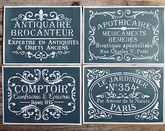 Stencil Adesivo Vintage In PVC 30x20cm – Fabbricazione Francese, Lavabile E Riutilizzabile, Per Mobili, Tessuti, Legno E Vetro