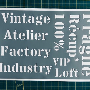 Estêncil adesivo de PVC reutilizável 30 x 20 cm Placa de letras industriais