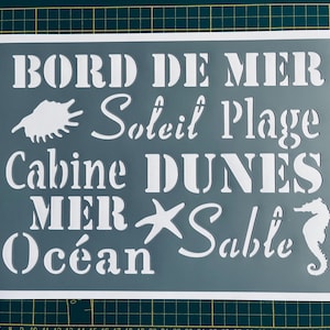 Reusable PVC Adhesive Stencil 30 x 20 cm Lettering and Symbols Board SEA Theme