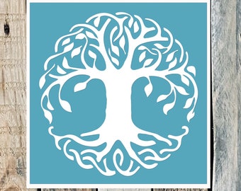 Reusable PVC Adhesive Stencil 20 x 20 cm Stylized tree of life