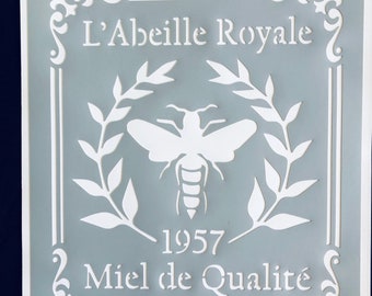 Pochoir Adhésif PVC Réutilisable 25 x 20 cm Médaillon Ancien Vintage L’abeille royale