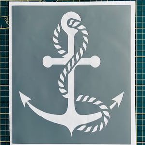 再利用可能な PVC 粘着ステンシル 25 x 20 cm 海洋アンカーと海洋ロープ