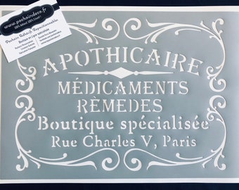 Pochoir Adhésif PVC Réutilisable 30 x 20 cm Médaillon Ancien vintage Apothicaire