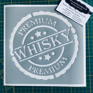 Reusable PVC Adhesive Stencil 20 x 20 cm Retro Whisky Premium Medallion